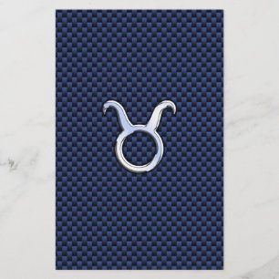 Taurus Zodiac Decor Navy Blue Carbon Fiber Skriv u Flygblad