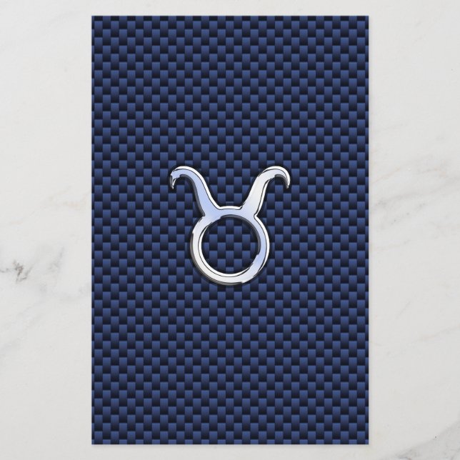 Taurus Zodiac Decor Navy Blue Carbon Fiber Skriv u Flygblad (Framsidan)
