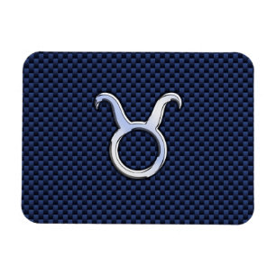 Taurus Zodiac Decor Navy Blue Carbon Fiber Skriv u Magnet