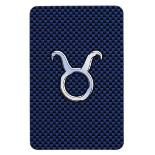 Taurus Zodiac Decor Navy Blue Carbon Fiber Skriv u Magnet