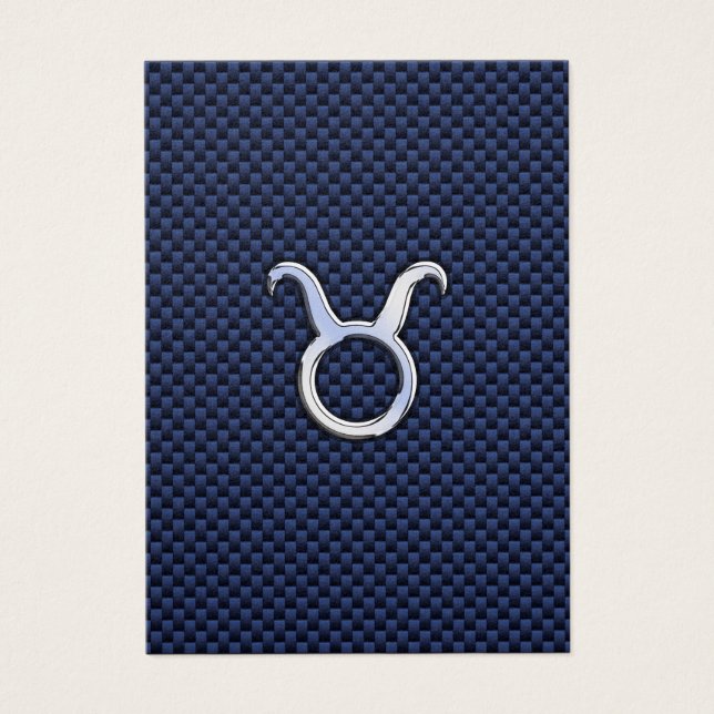 Taurus Zodiac Decor Navy Blue Carbon Fiber Skriv u Visitkort (Framsidan)