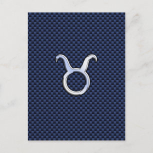 Taurus Zodiac Dekor Navyblå Kolfibertryck Vykort