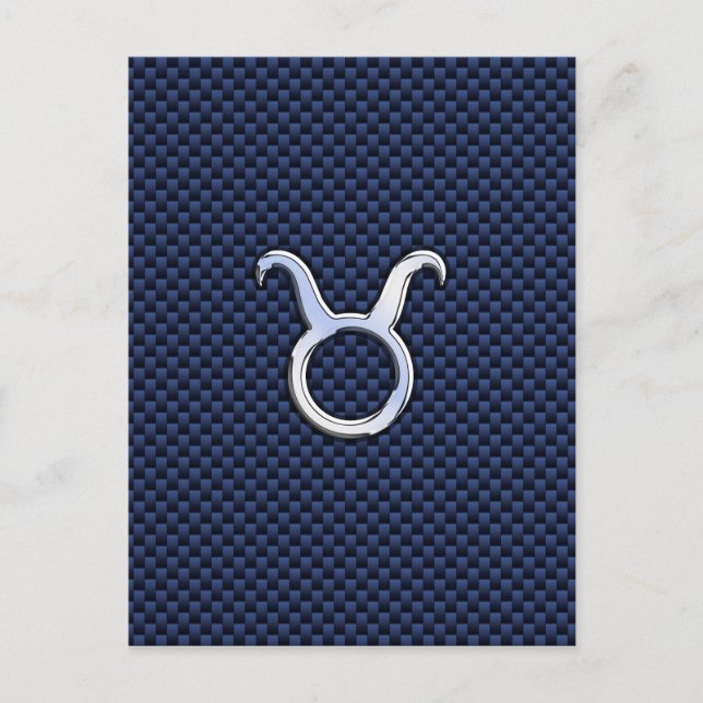 Taurus Zodiac Dekor Navyblå Kolfibertryck Vykort (Framsida)