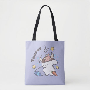 Taurus Zodiac Dreamer - Cute Sömnig Bunny Tygkasse