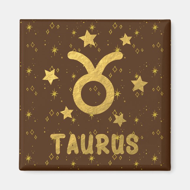 Taurus Zodiac Earthy Brown Magnet (Framsidan)