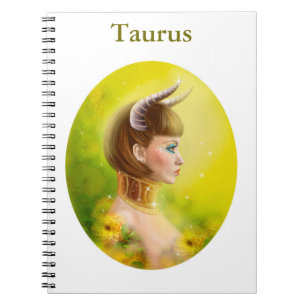 Taurus Zodiac Fantasy Anteckningsbok Med Spiral