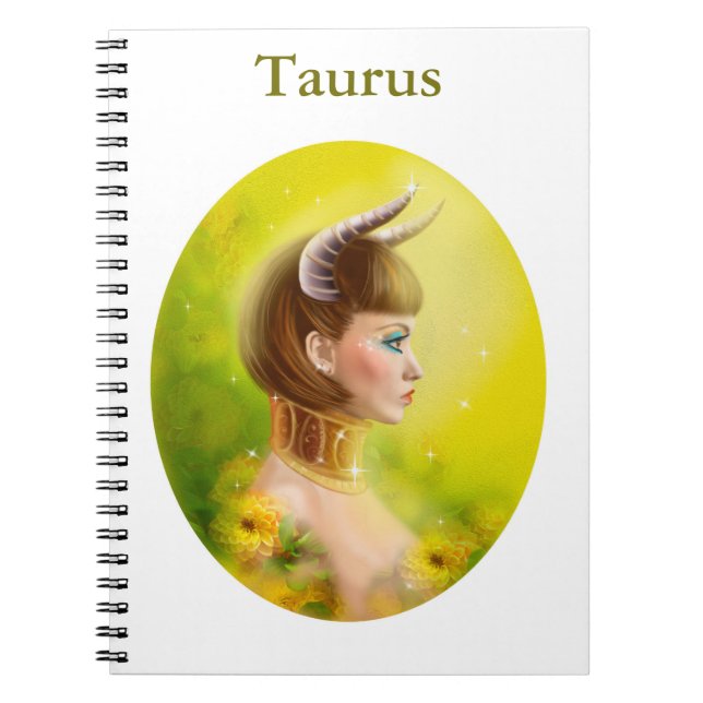 Taurus Zodiac Fantasy Anteckningsbok Med Spiral (Framsidan)