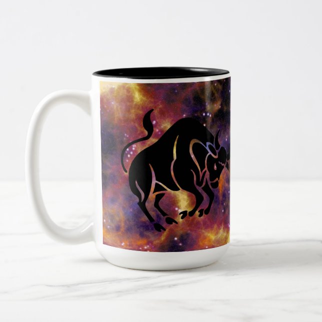 Taurus Zodiac Galaxy Art – Astrology Horoscope Bir Två-Tonad Mugg (Vänster)