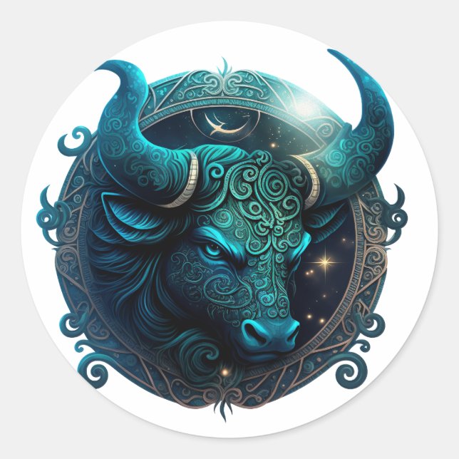 Taurus Zodiac Graphic Runt Klistermärke (Framsida)