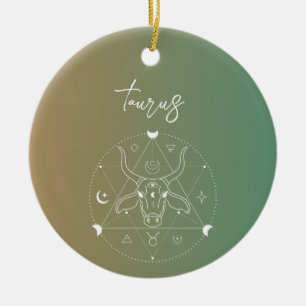 Taurus zodiac horoscope stjärntecken gradient julgransprydnad keramik