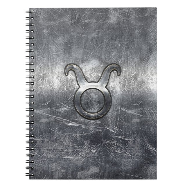 Taurus Zodiac Logga in Grunge Distress Stil Anteckningsbok Med Spiral (Framsidan)