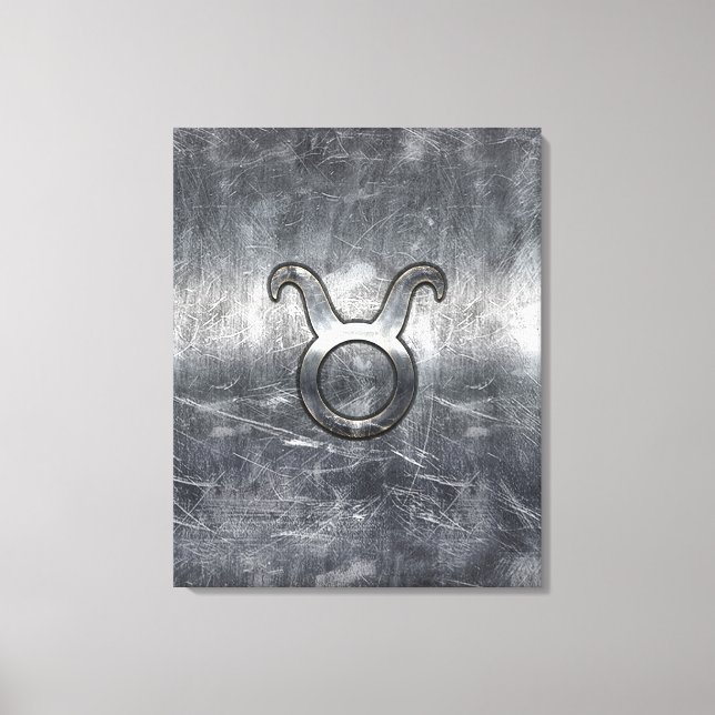 Taurus Zodiac Logga in Grunge Distress Stil Canvastryck (Framsida)