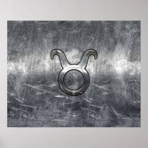Taurus Zodiac Logga in Grunge Distress Stil Poster