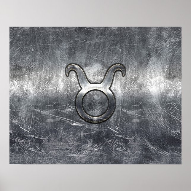 Taurus Zodiac Logga in Grunge Distress Stil Poster (Framsidan)