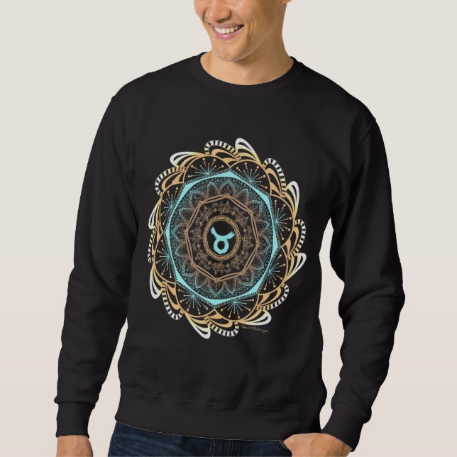 Taurus Zodiac Mandala Lång Ärmad Tröja (Framsida)