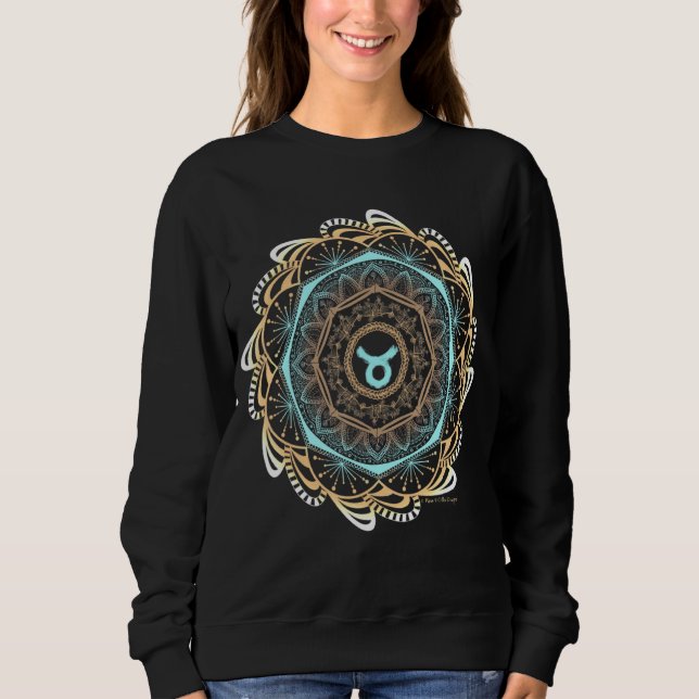 Taurus Zodiac Mandala T Shirt (Framsida)