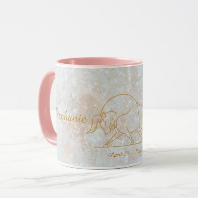 Taurus Zodiac Monogram Astrology Glitter Mugg (Framsida vänster)