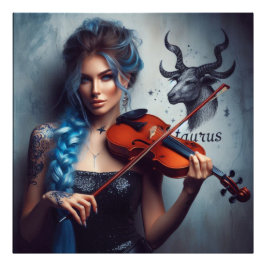 Taurus Zodiac Musician Violin Fototryck