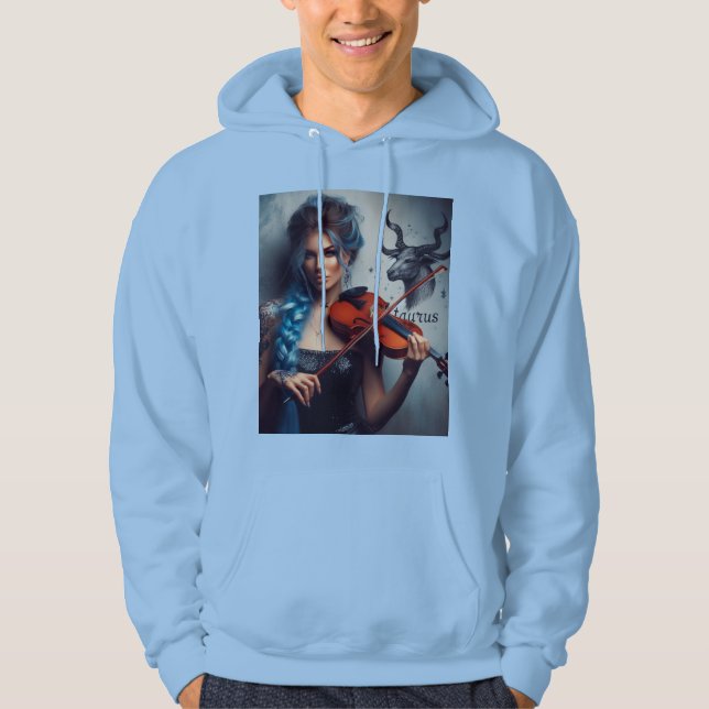 Taurus Zodiac Musician Violin Hoodie (Framsida)