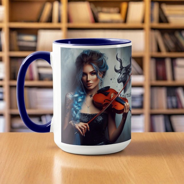 Taurus Zodiac Musician Violin Mugg (Skapare uppladdad)