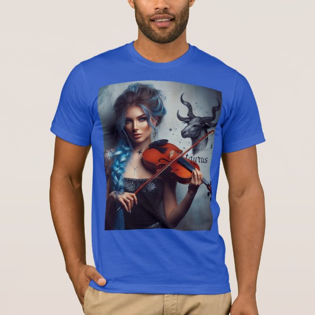 Taurus Zodiac Musician Violin T Shirt (Framsida)
