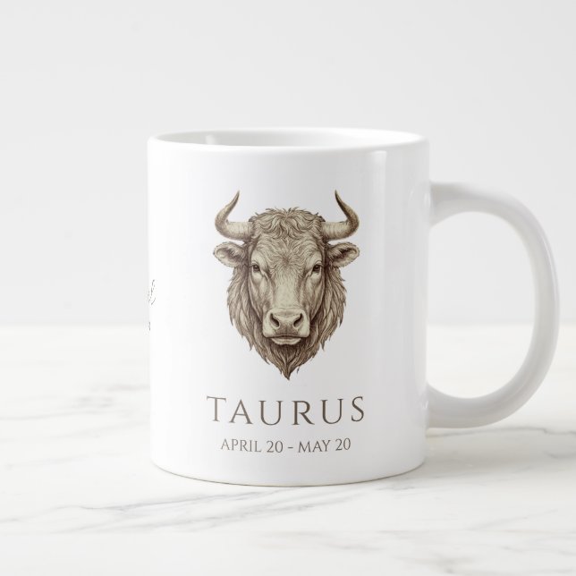 Taurus Zodiac Personalized Name & Birth Date Jumbo Mugg (Höger)