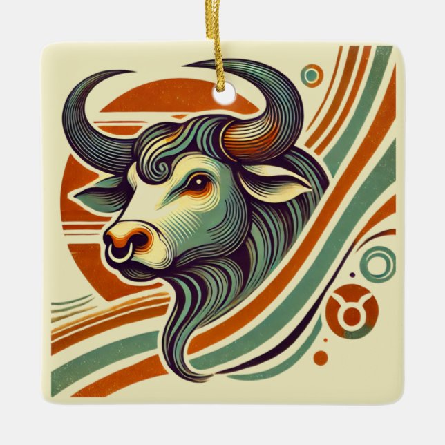 Taurus Zodiac-Personligen för prydnadsföremål Julgransprydnad Keramik (Framsida)