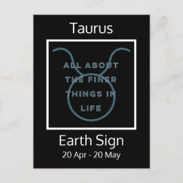 Taurus Zodiac-Roligt - Offert i blått och vitt Vykort