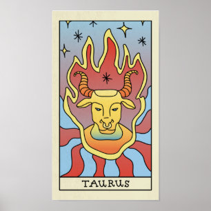 Taurus Zodiac Sign Abstrakt Art Vintage affisch