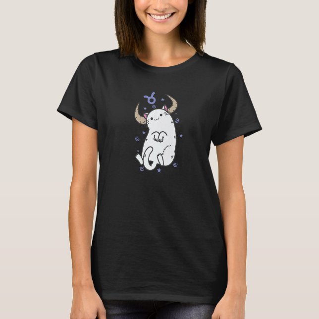 Taurus Zodiac Sign as a Cat Horoscope T Shirt (Framsida)