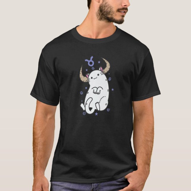 Taurus Zodiac Sign as a Cat Horoscope T Shirt (Framsida)