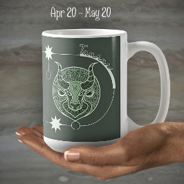 Taurus Zodiac Sign Astrology Mandala Grönt Grått Kaffemugg