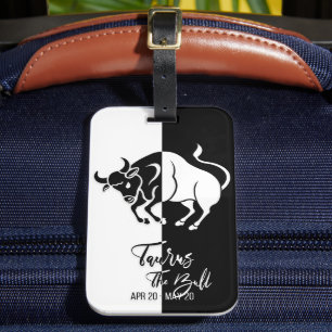 Taurus Zodiac Sign Black & White Luggage Tag Bagagebricka