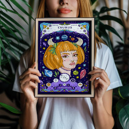 Taurus Zodiac Sign BluePoster - Elegant och jordnö Poster