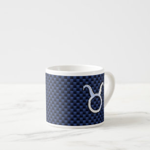 Taurus Zodiac Sign Decor Navy Blue Carbon Fiber Espressomugg