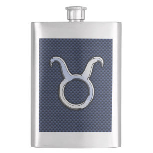 Taurus Zodiac Sign Decor Navy Blue Carbon Fiber Fickplunta