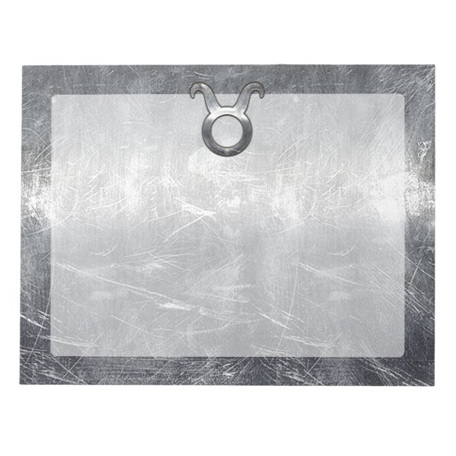 Taurus Zodiac Sign Grunge Distress Silver Stil Anteckningsblock (Framsida)