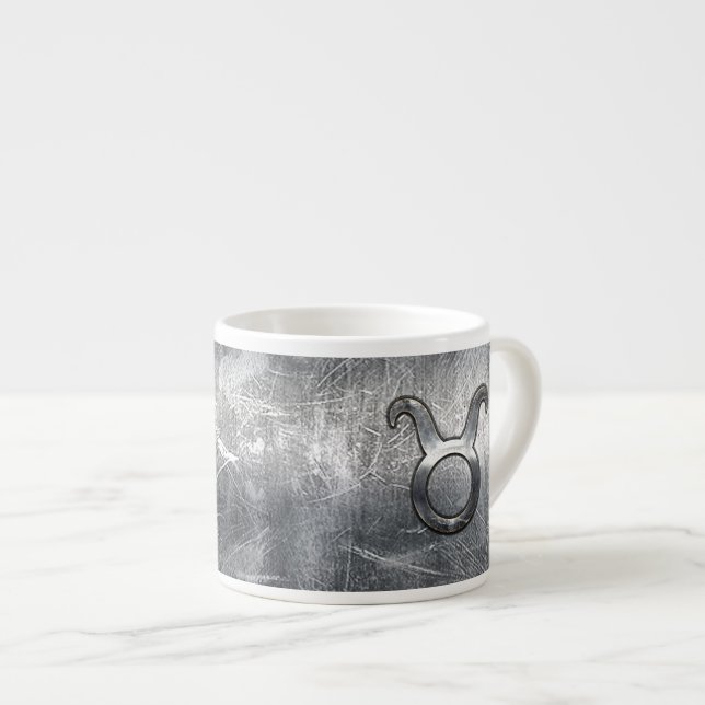 Taurus Zodiac Sign Grunge Distress Silver Stil Espressomugg (Framsida höger)
