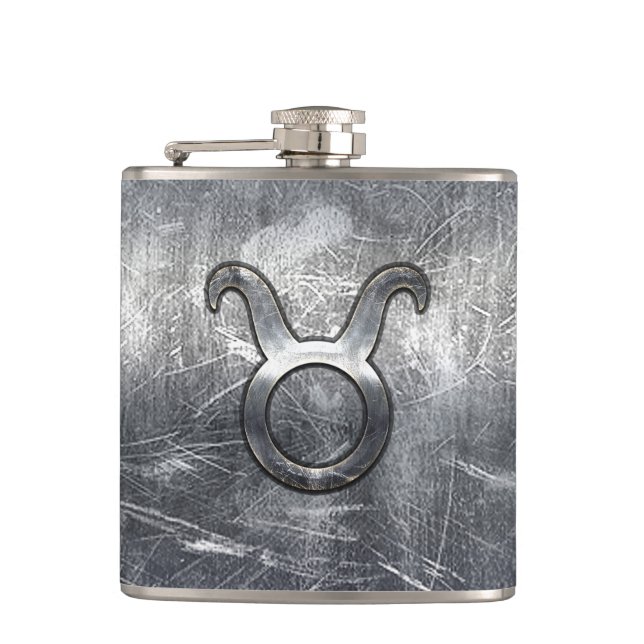 Taurus Zodiac Sign Grunge Distress Silver Stil Fickplunta (Framsidan)