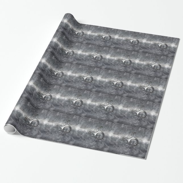 Taurus Zodiac Sign Grunge Distress Silver Stil Presentpapper (Utrullad)