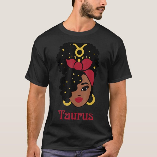 Taurus Zodiac Sign Horoscope Black African America T Shirt (Framsida)