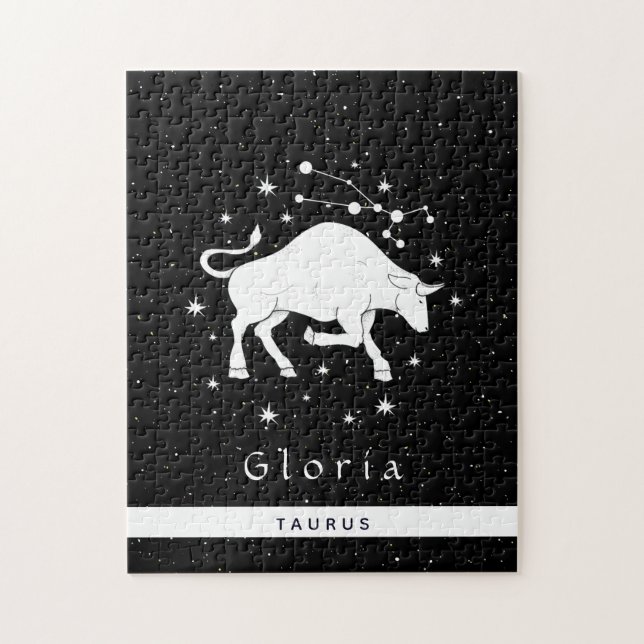 Taurus Zodiac Sign Star Horoscope Symbol & Namn Pussel (Vertikal)