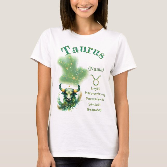 Taurus Zodiac Sign T-Shirt (Framsida)