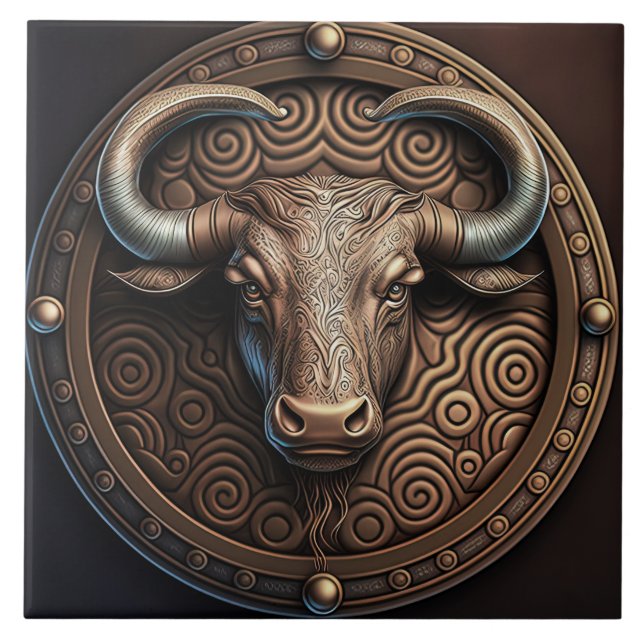 Taurus Zodiac Sign Taurus Horoscope Ceramic Tile Kakelplatta (Framsidan)