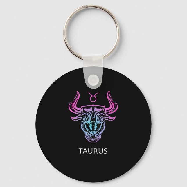 Taurus Zodiac skriver under Bull Design Birthday G Nyckelring (Framsida)