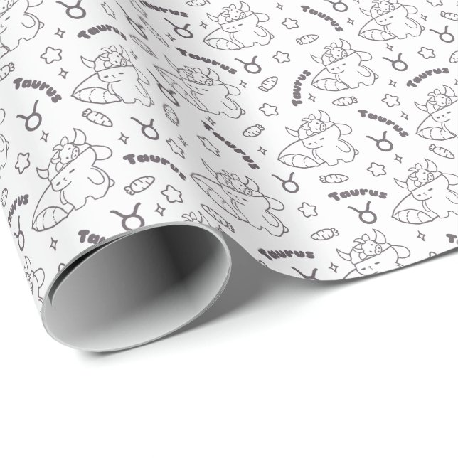 Taurus Zodiac Slumber - Sömnig Bunny & Stars Presentpapper (Rullad Hörn)