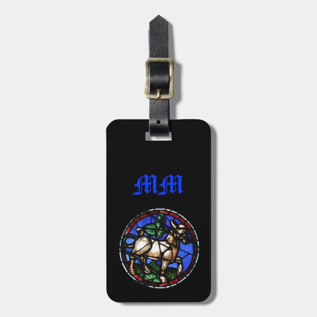 Taurus Zodiac Stached Glass Notre-Dame de Paris LT Bagagebricka (Vertikal Framsida)