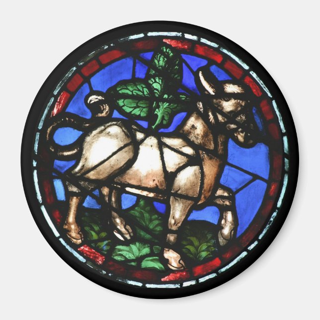 Taurus Zodiac Stached Glass Notre-Dame de Paris M1 Magnet (Framsidan)