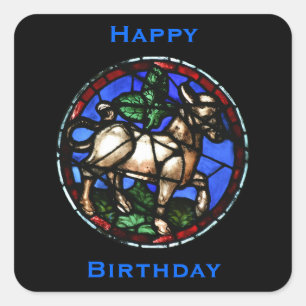 Taurus Zodiac Stached Glass Notre-Dame de Paris St Fyrkantigt Klistermärke