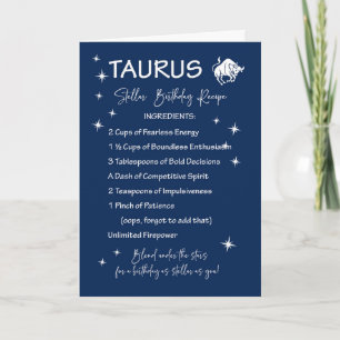 Taurus Zodiac Stellar Birthday Recipe Kort
